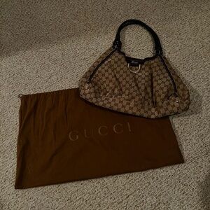 Gucci Tan and Black Monogram Tote